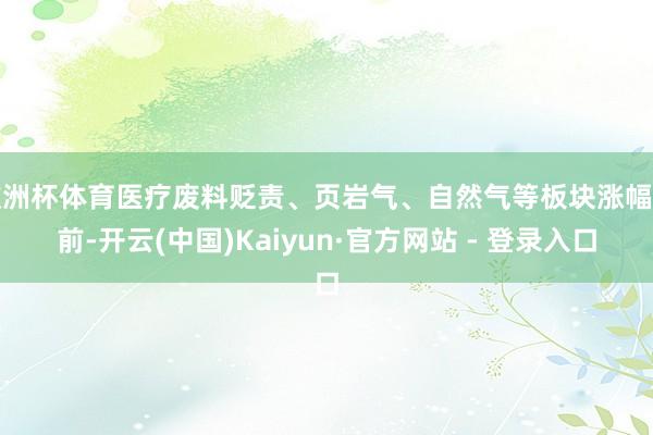 欧洲杯体育医疗废料贬责、页岩气、自然气等板块涨幅居前-开云(中国)Kaiyun·官方网站 - 登录入口