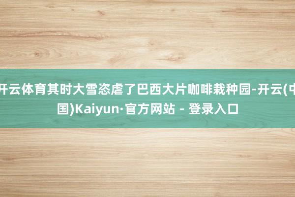 开云体育其时大雪恣虐了巴西大片咖啡栽种园-开云(中国)Kaiyun·官方网站 - 登录入口